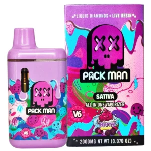 Berry Gelato Pack Man V6 Liquid Diamonds Live Resin Vaporizer 2G