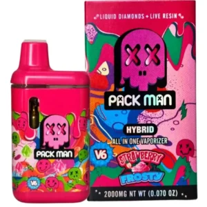 Strawberry Frosty Pack Man V6 Liquid Diamonds Live Resin Vaporizer 2G